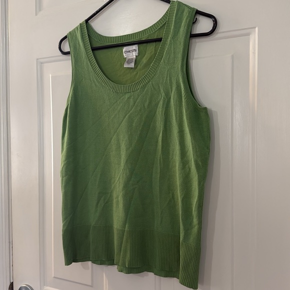 Chicos Silk Blend Sweater Vest Sleeveless Top in Lime Green Workwear Size Small - Picture 5 of 7